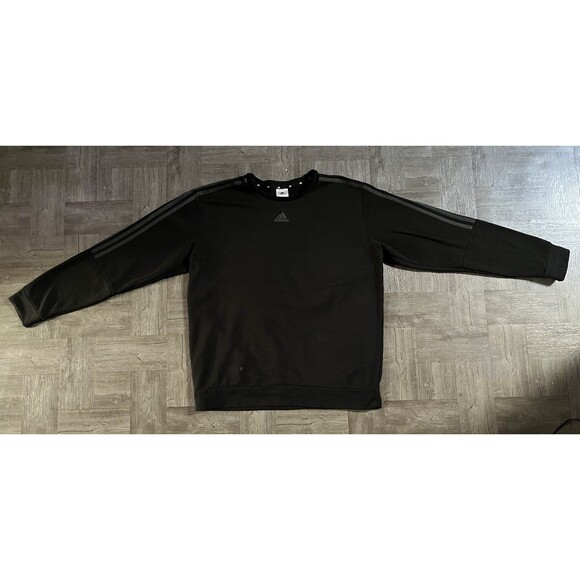 Adidas Sweater Men’s Size Large Black Pullover Sweatshirt Crew Neck Athletic Vtg - Picture 2 of 8